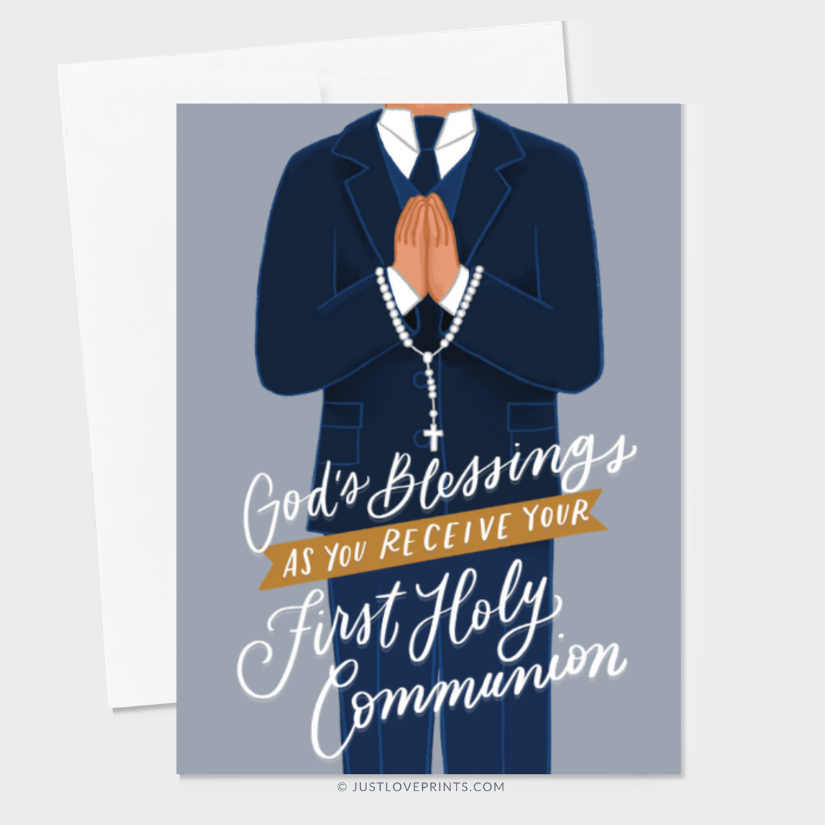 Just Love Prints - Catholic Stickers & Gifts - Boy First Holy Communion Greeting Card
