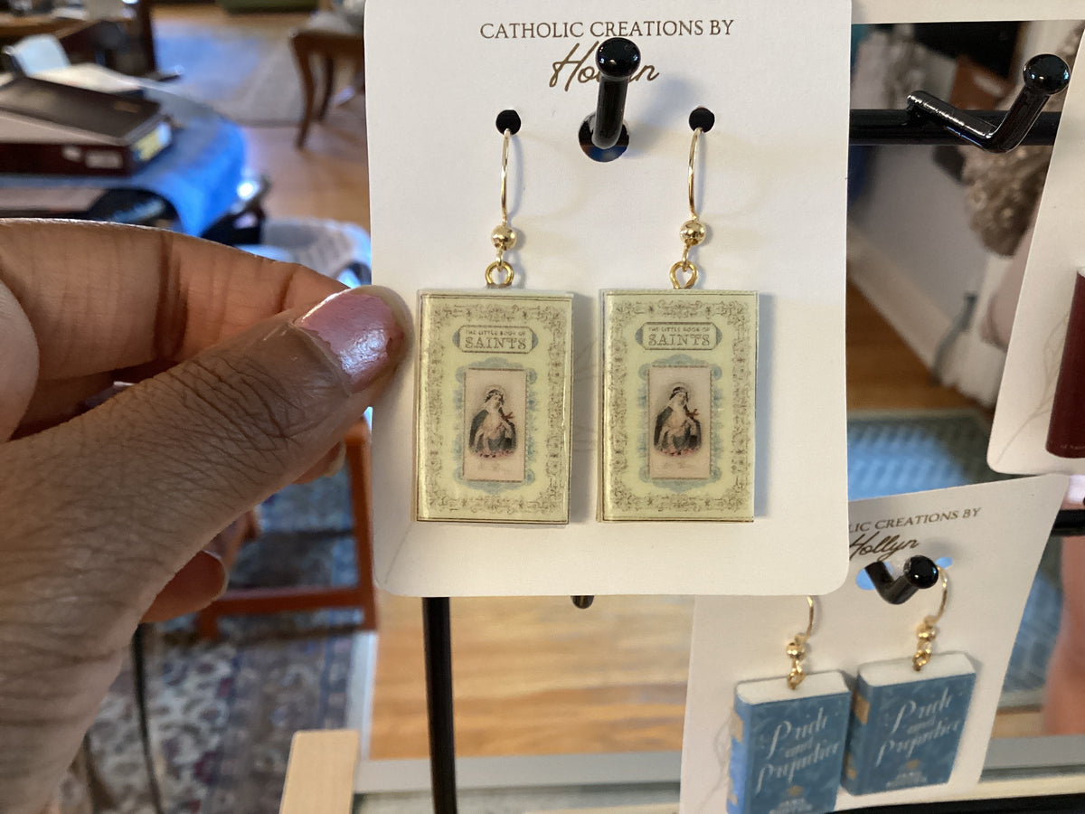 Mini book earrings