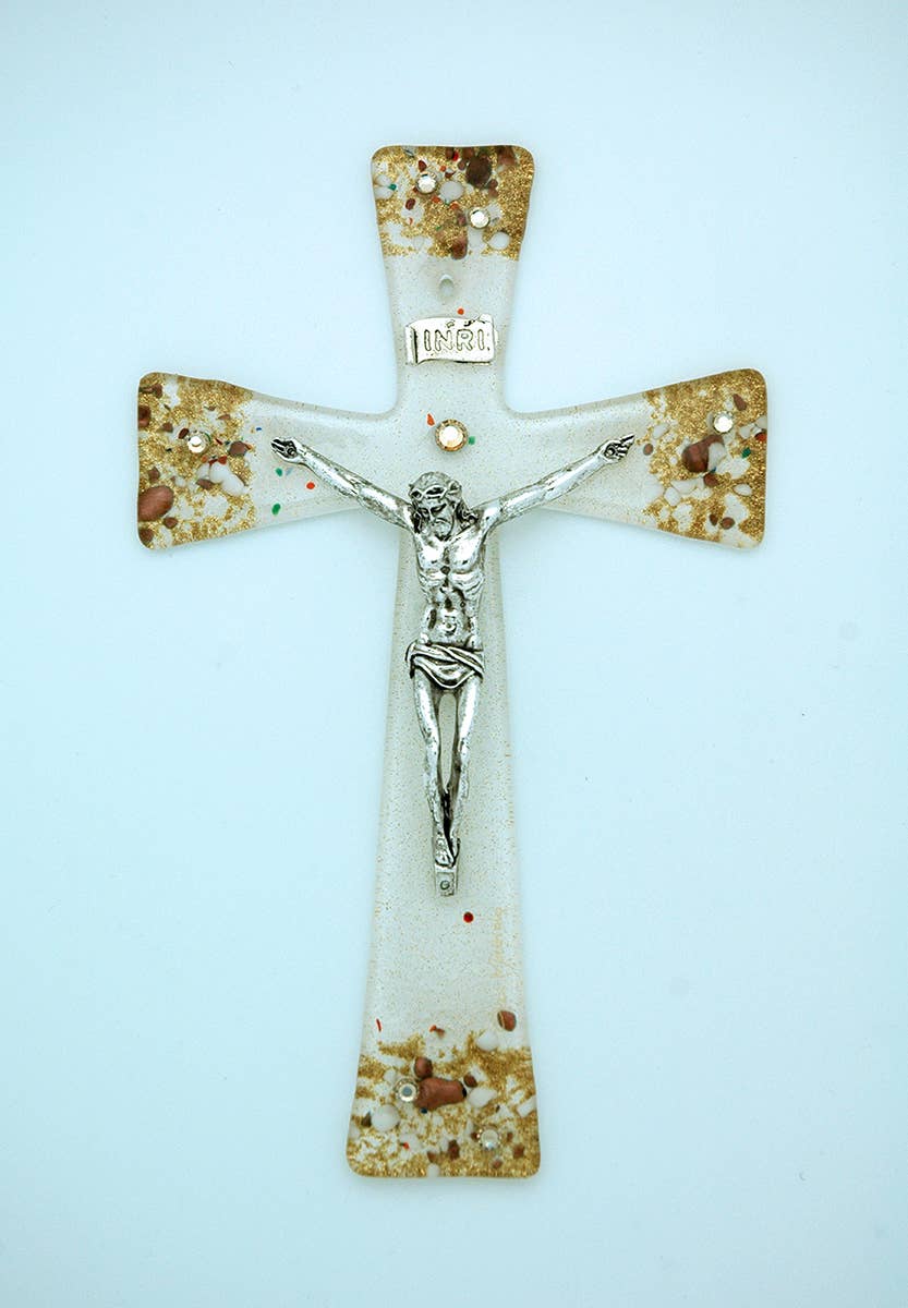 Contreras Designs - IG2154 - Gold & Copper Murano Glass Crucifix