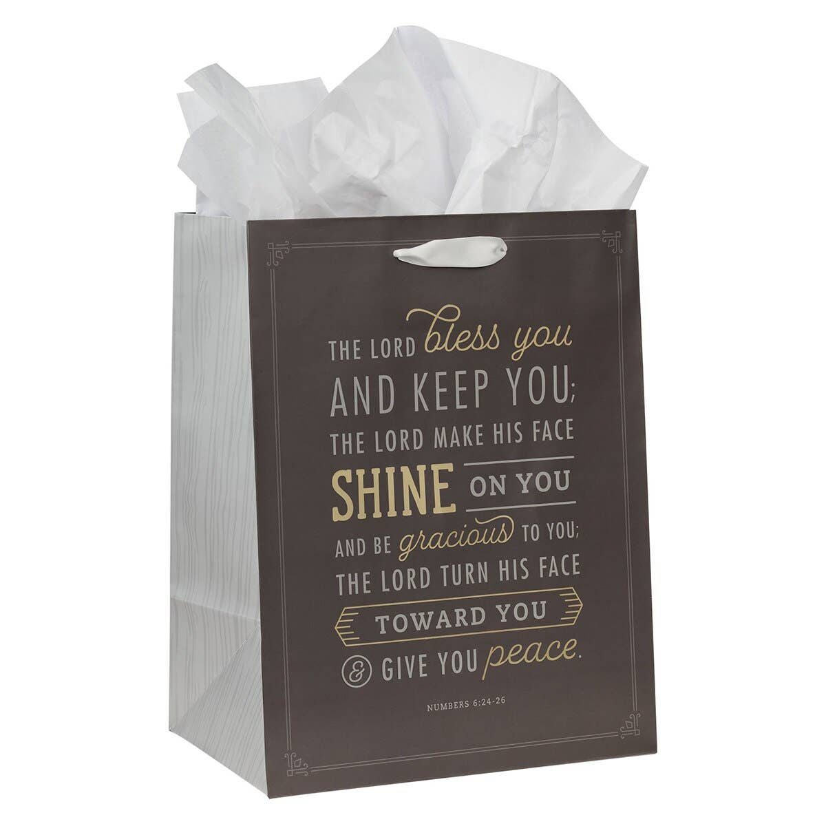 Christian Art Gifts - Bless You and Keep You Black and Gold Gift Bag with Card