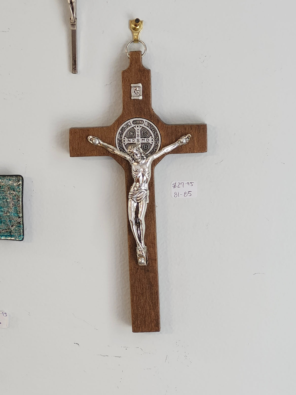 10” St Benedict Crucifix with Silver Corpus - Cherry