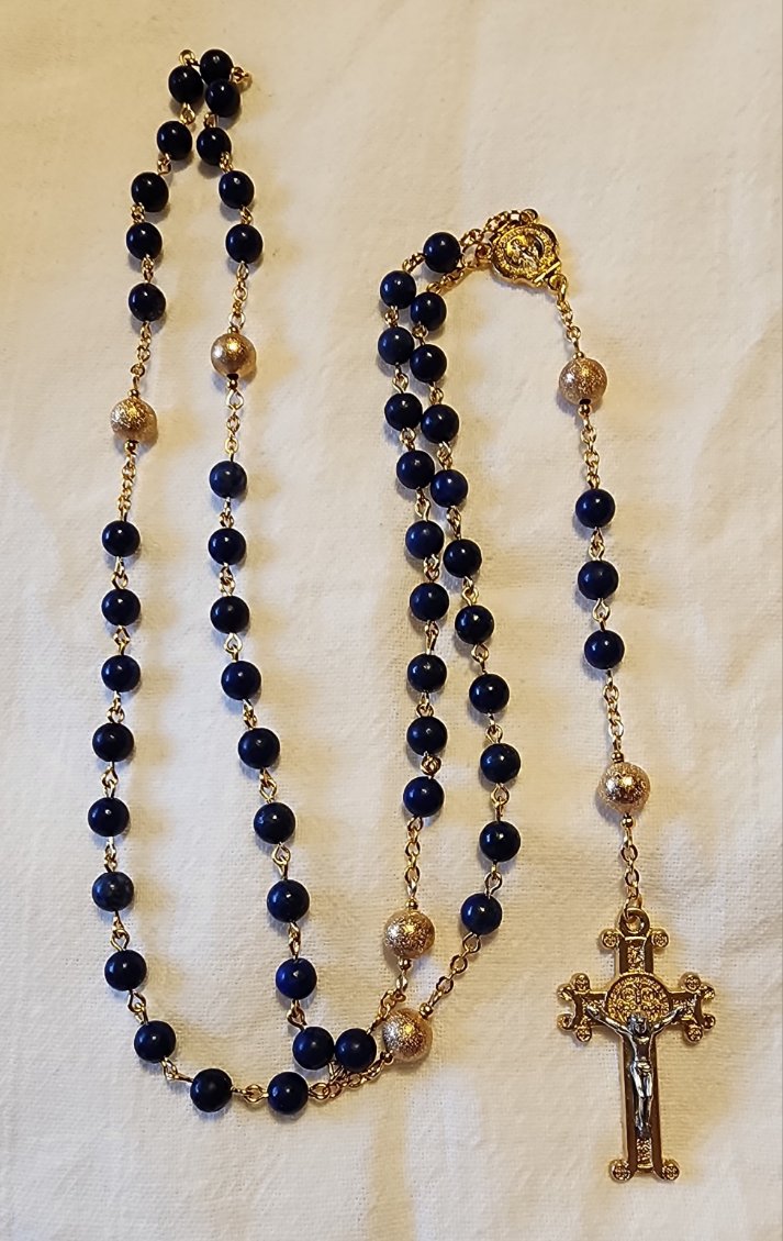 Gold and Lapis bead Rosary