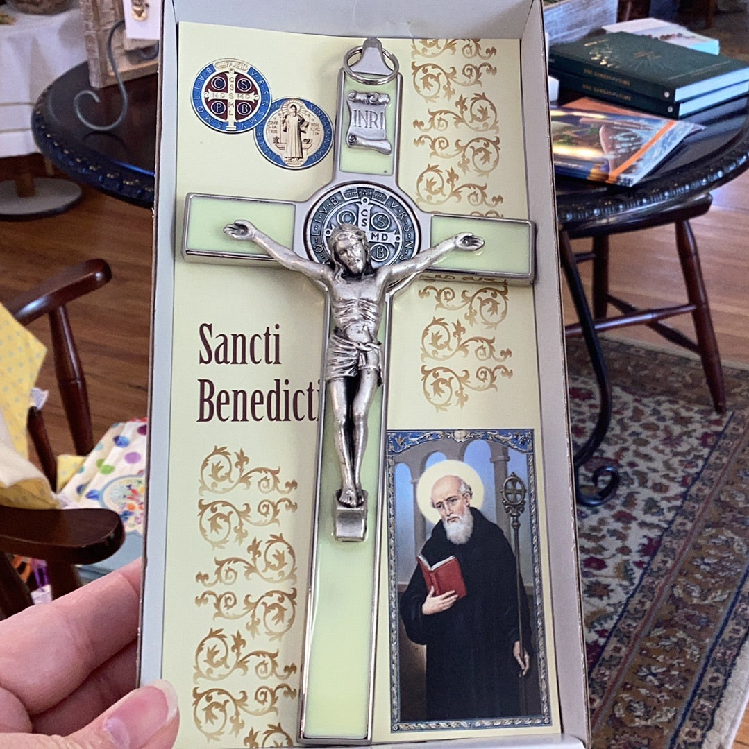 8” St Benedict Wall Crucifix - Inlay