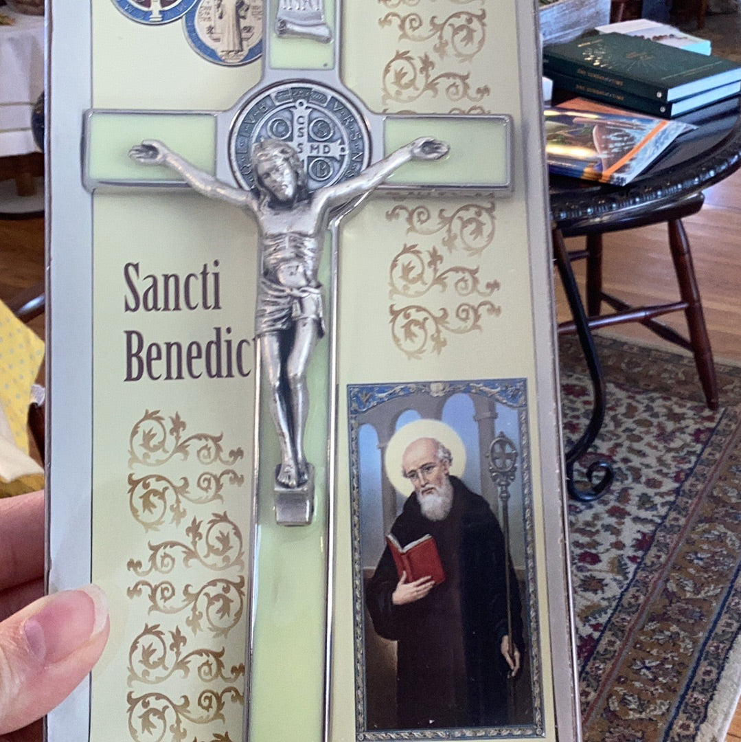8” St Benedict Wall Crucifix - Inlay