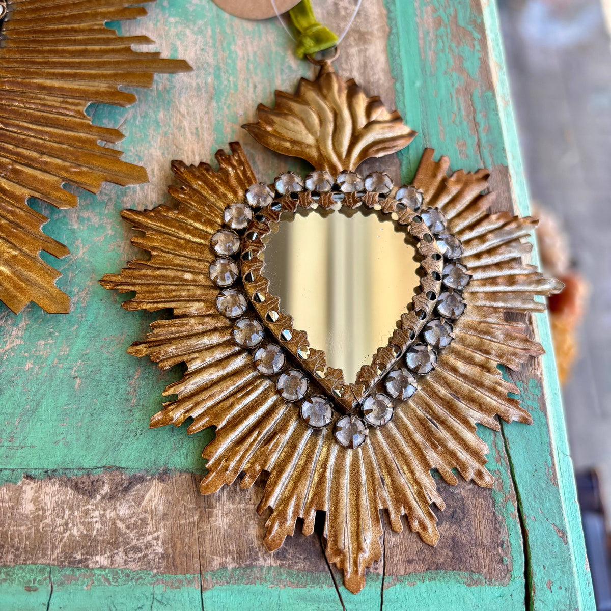 Love and Honor Jesus LLC - Jeweled Rays Gold Sacred Heart Mirror