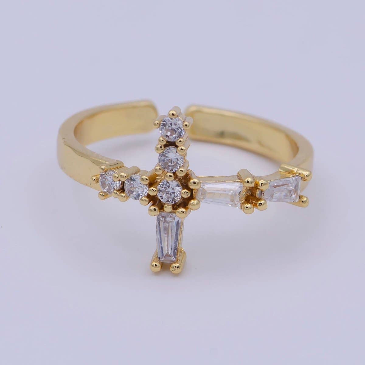 Gold Filled  Crystal Zirconia Ring- Adjustable size 7+