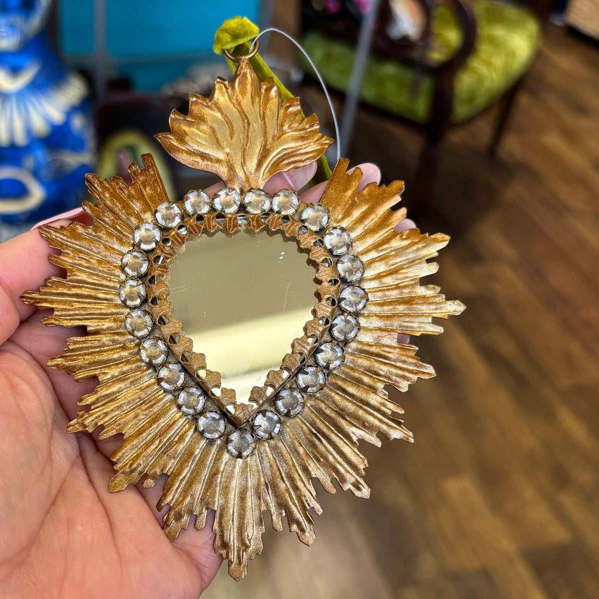 Love and Honor Jesus LLC - Jeweled Rays Gold Sacred Heart Mirror