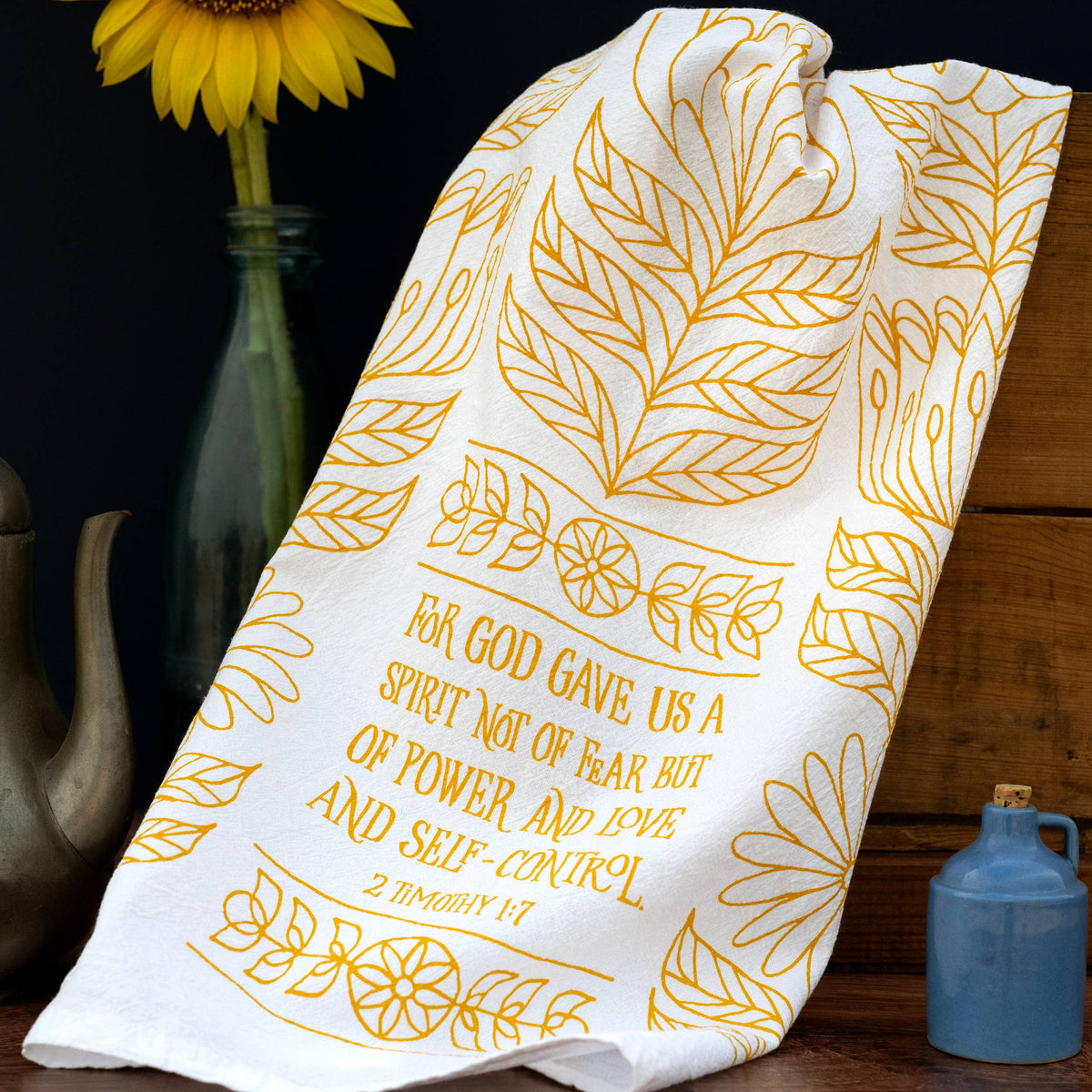 Little Things Studio - Power, Love & Self-Control Scripture Tea Towel — 24"x20"