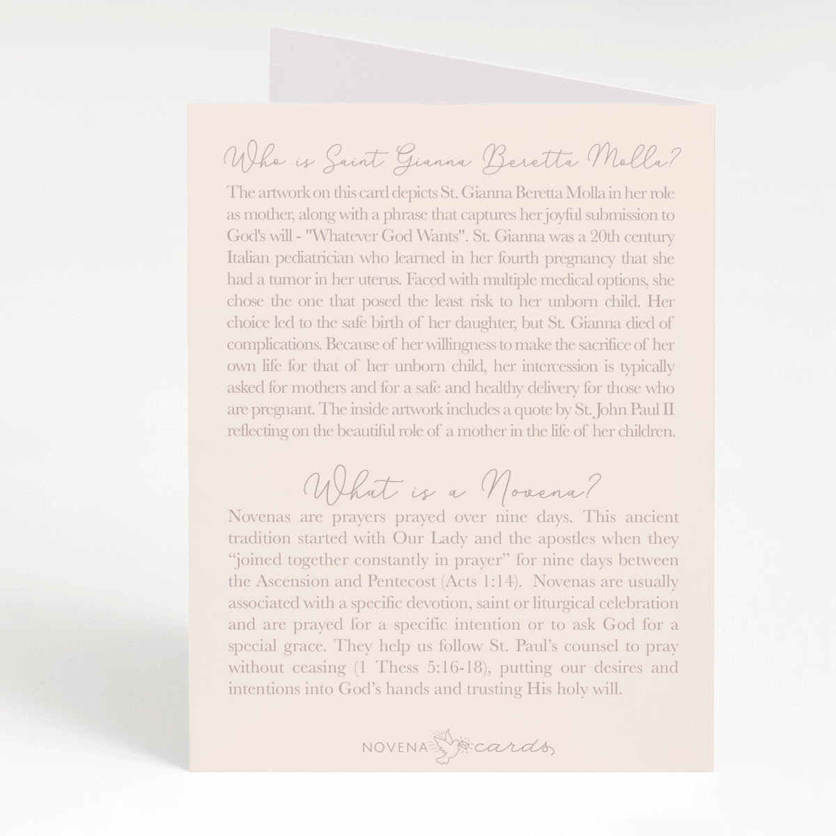 St. Gianna Beretta Molla Novena Card | Beige