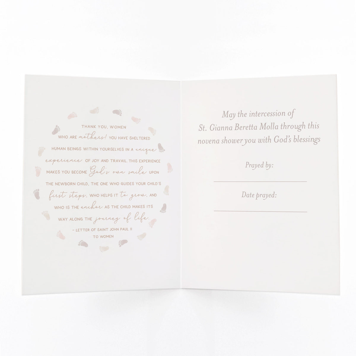 St. Gianna Beretta Molla Novena Card | Beige